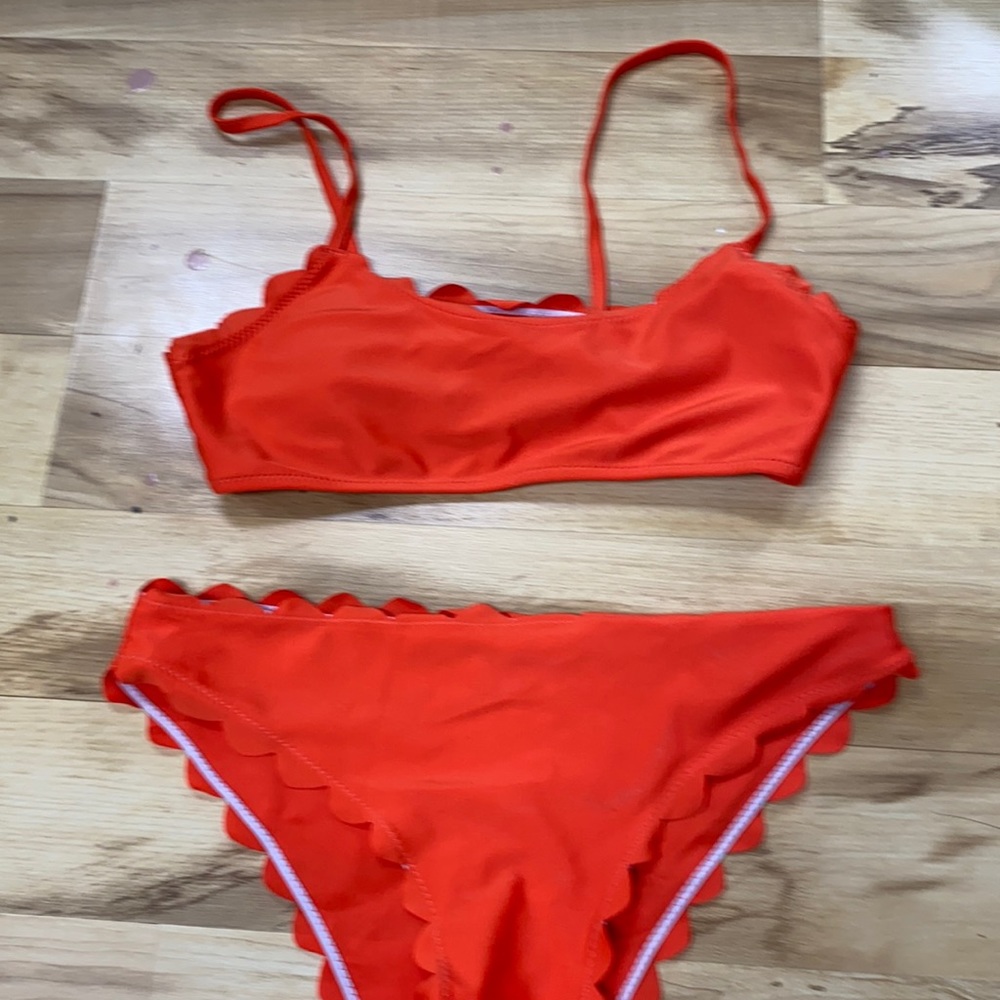 orange ruffle bikini